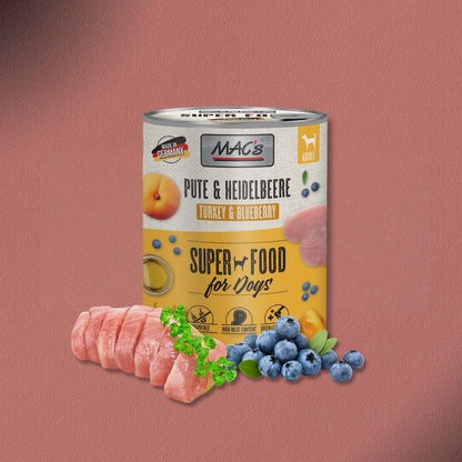 6 x 800g MAC's Dog Pute & Heidelbeere
