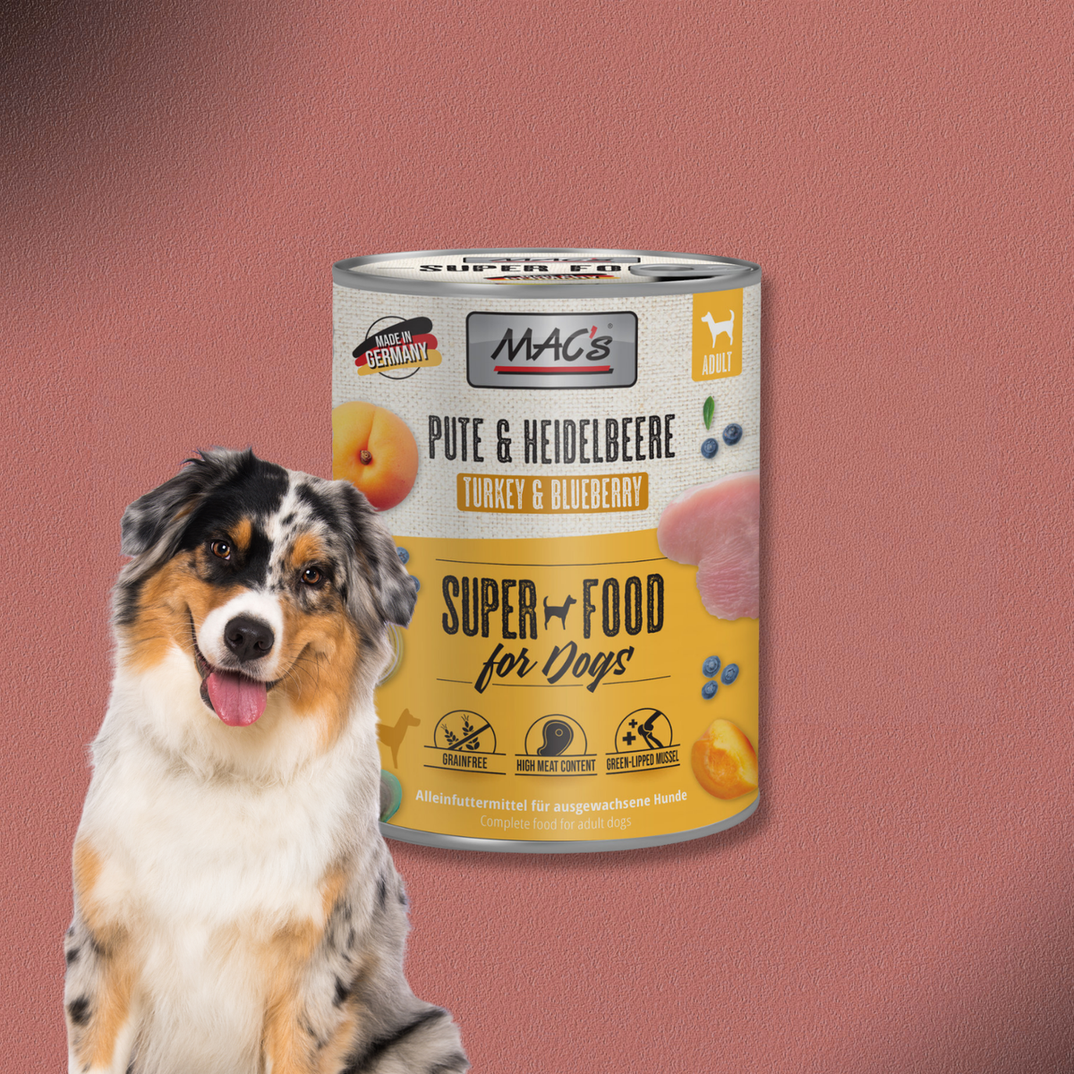 6 x 800g MAC's Dog Pute & Heidelbeere