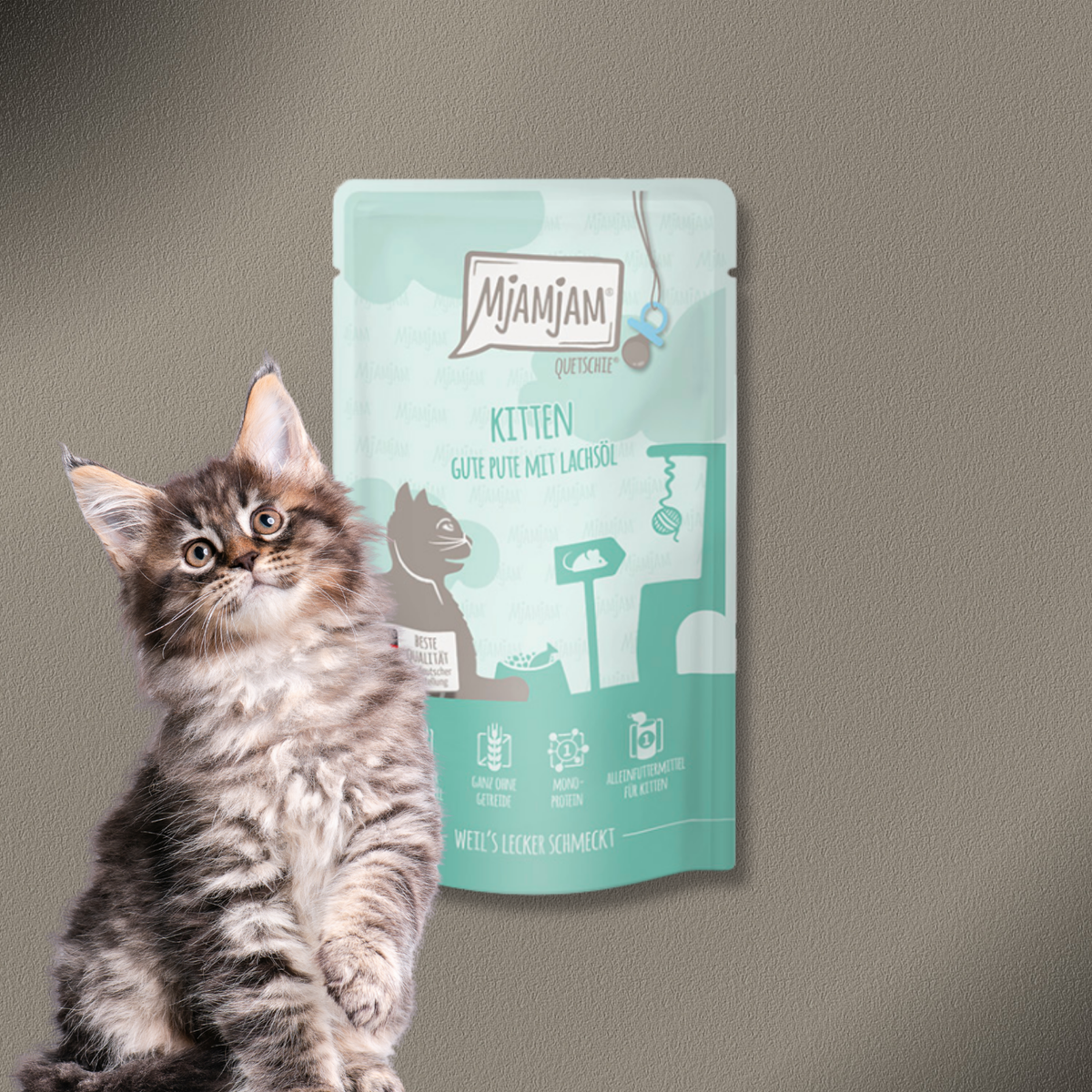 36x125g MjAMjAM Quetschie - Kitten gute Pute mit Lachsöl