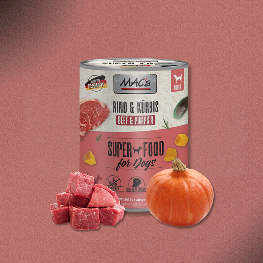 6 x 800g MAC's Dog Rind & Kürbis