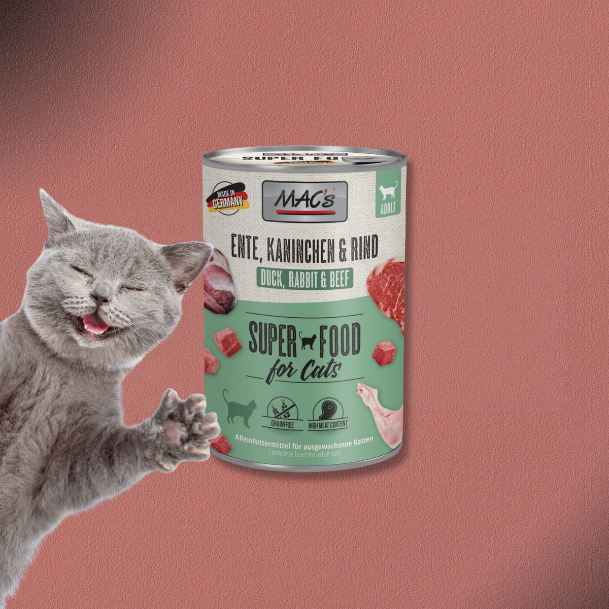 6x400g MAC's Cat Ente, Kaninchen & Rind