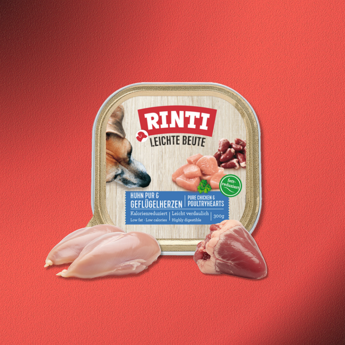 36x300g Rinti Leichte Beute Huhn pur mit ganzen Geflügelherzen