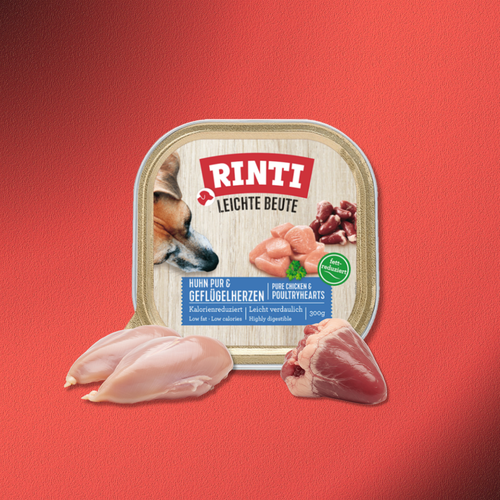 36x300g Rinti Leichte Beute Huhn pur mit ganzen Geflügelherzen