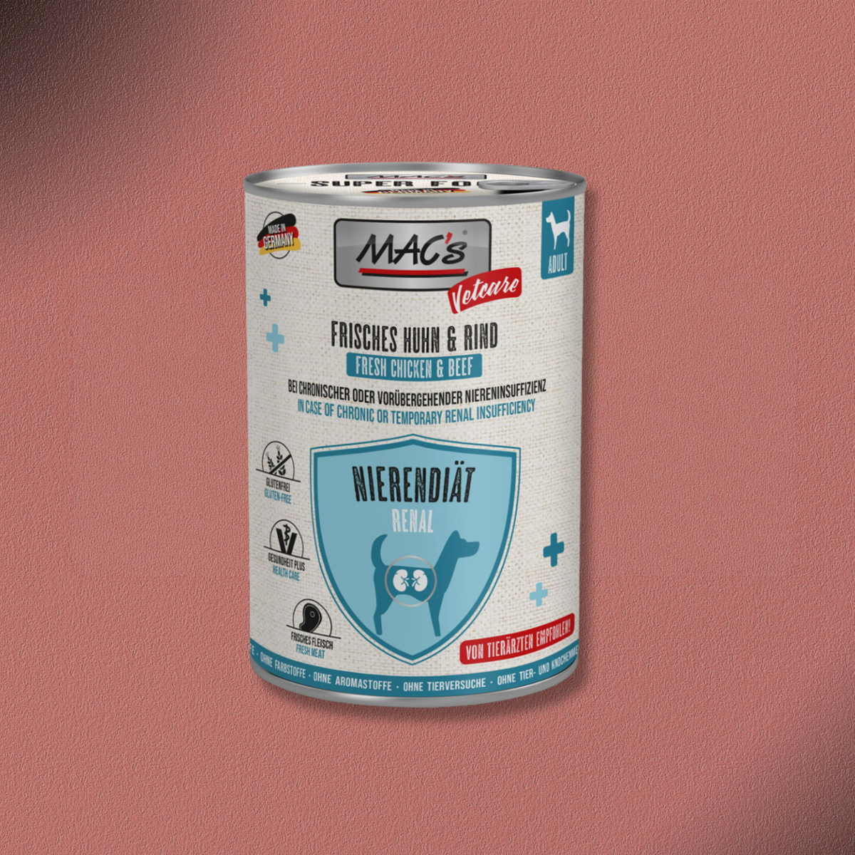 6x400g MAC's Dog Vetcare Nierendiät Huhn & Rind