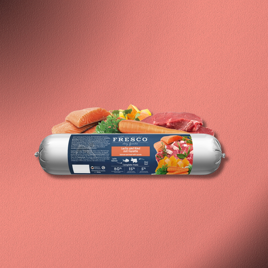 5x400g Fresco BarfWurst Lachs und Rind mit Karotte