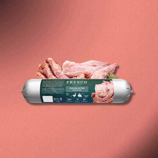 5x400g Fresco BarfWurst Kaninchen und Ente pur