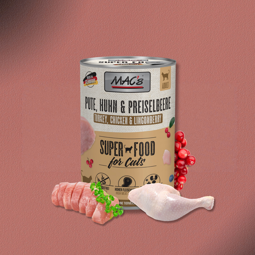 6x400g MAC's Cat Pute, Huhn & Preiselbeere