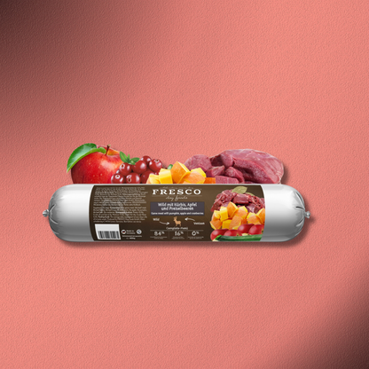 5x400g Fresco BarfWurst Wild mit Kürbis, Apfel und Preiselbeeren