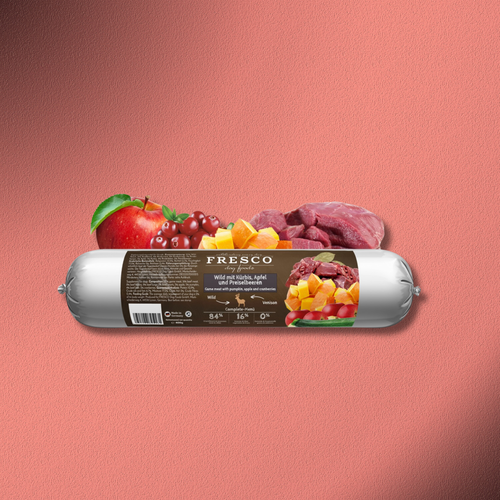 5x400g Fresco BarfWurst Wild mit Kürbis, Apfel und Preiselbeeren