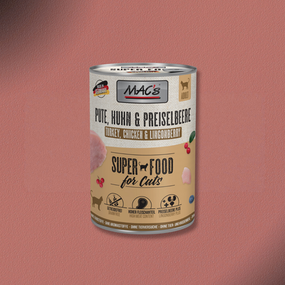 6x400g MAC's Cat Pute, Huhn & Preiselbeere