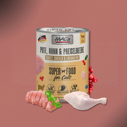 6x800g MAC's Cat Pute, Rind & Heidelbeeren