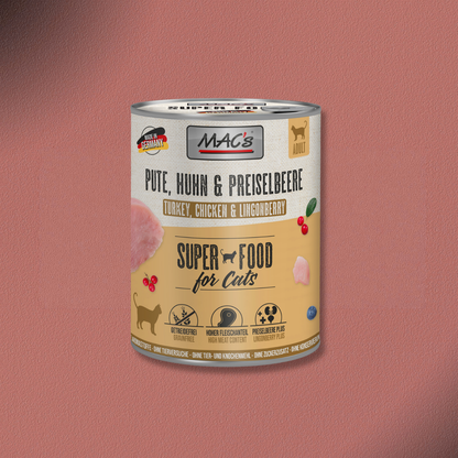 6x800g MAC's Cat Pute, Rind & Heidelbeeren