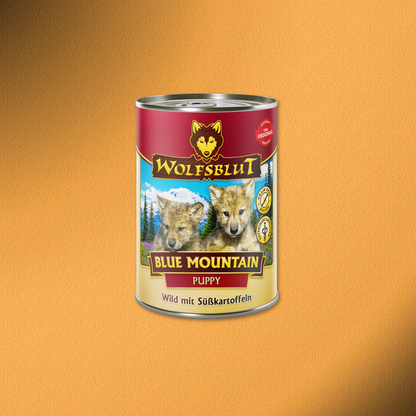 6 x 395g Wolfsblut Puppy Blue Mountain - Wild mit Süßkartoffeln