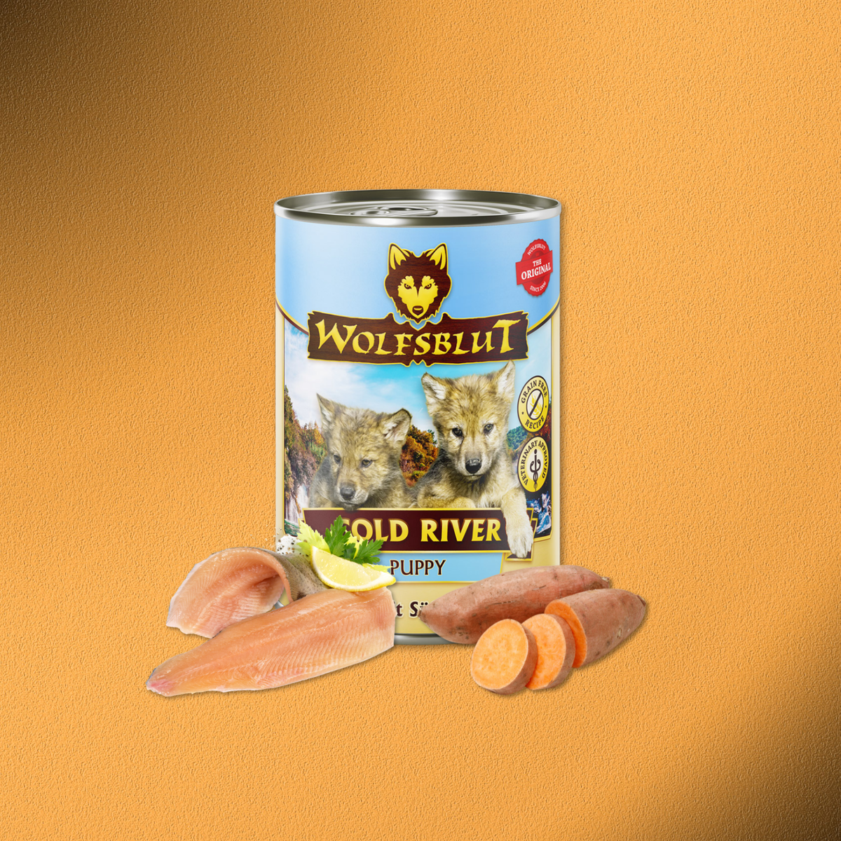 6 x 395g Wolfsblut Puppy Cold River - Forelle mit Süßkartoffeln