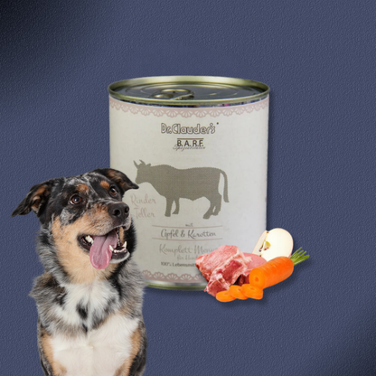 30x800g Dr.Clauder's B.A.R.F. Komplett Menue Rinderteller