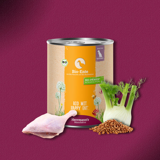 30x800g Herrmann’s Bio-Ente mit Fenchel & Buchweizen
