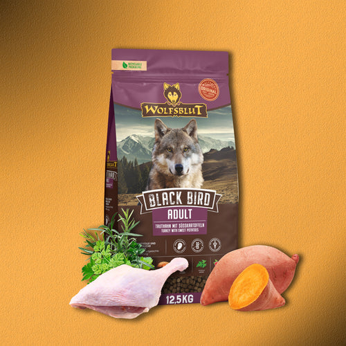 12,5kg Wolfsblut Black Bird Adult – Truthahn mit Süßkartoffeln, Trockenfutter
