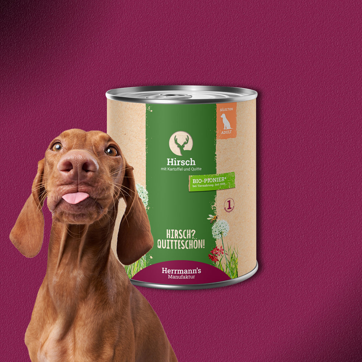 30x800g Herrmann’s Selection Adult Hirsch mit Kartoffel und Quitte