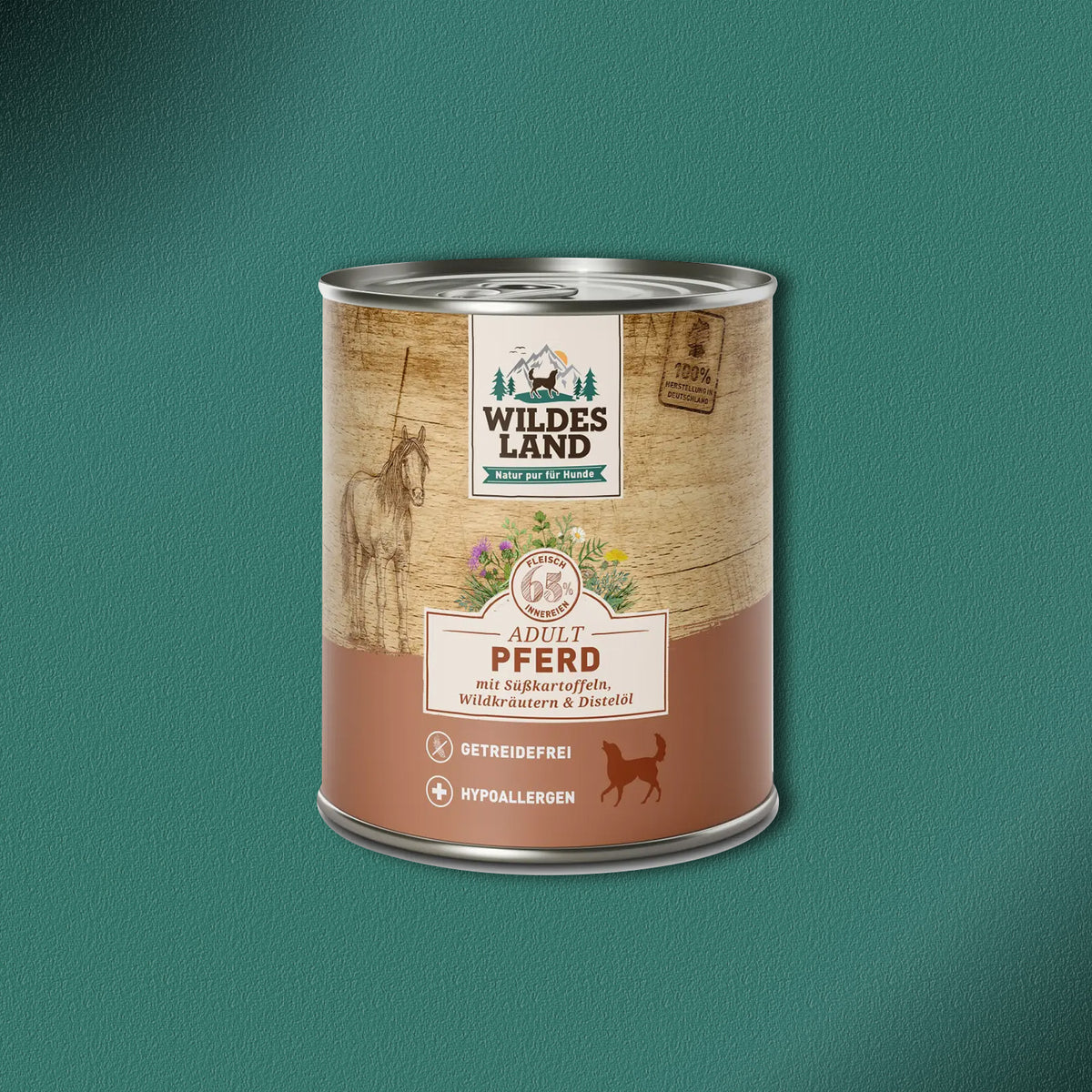 30x800g Wildes Land Adult Pferd mit Süßkartoffeln, Wildkräutern & Distelöl