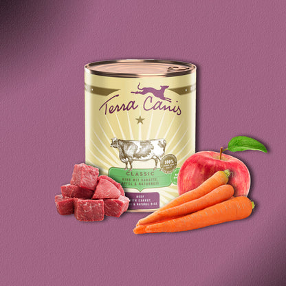 6x400g Terra Canis Rind mit Karotte, Apfel & Naturreis