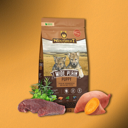 12,5kg Wolfsblut Wide Plain Puppy - Pferd mit Süßkartoffeln
