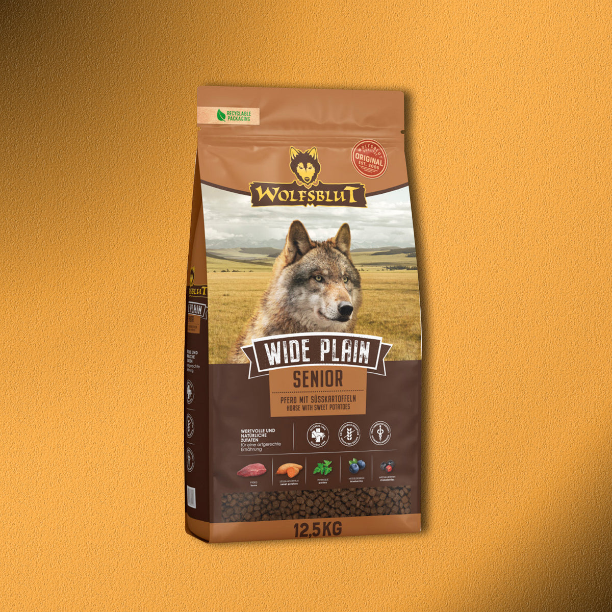 12,5kg Wolfsblut Wide Plain Senior – Pferd mit Süßkartoffeln