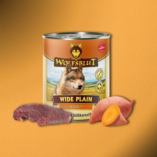 6 x 800g Wolfsblut Wide Plain Adult Nassfutter - Pferd mit Süßkartoffeln