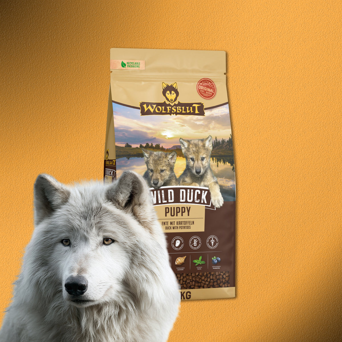 12,5 kg Wolfsblut Wild Duck Puppy – Ente mit Kartoffeln