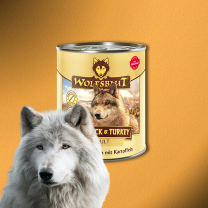 6 x 800g Wolfsblut Wild Duck & Turkey – Ente & Truthahn mit Kartoffeln
