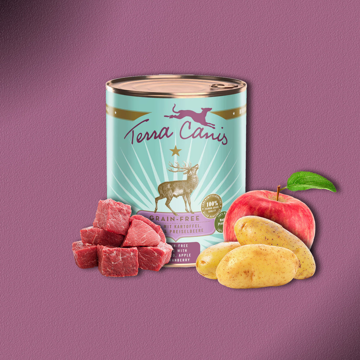 6x800g  Terra Canis Grain-Free Wild mit Kartoffel, Apfel & Preiselbeere
